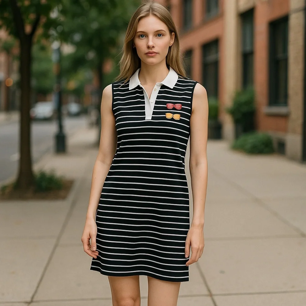 NWT ZARA NATACHA PASCHAL STRIPED DRESS POLO BLOGGERS FAV STRIPED LARGE Rugby
